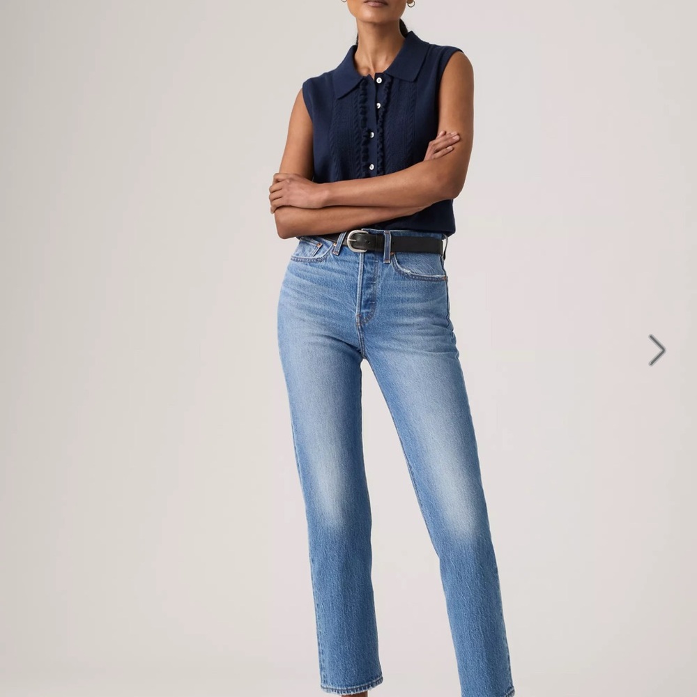 Levi's Light Blue Straight Leg Women's Jeans, Ankle Length